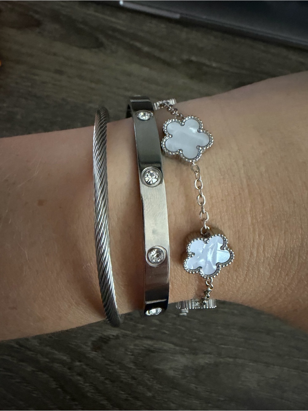Set of 3 Silver Tone bracelets- Elegant Women’s Jewelry